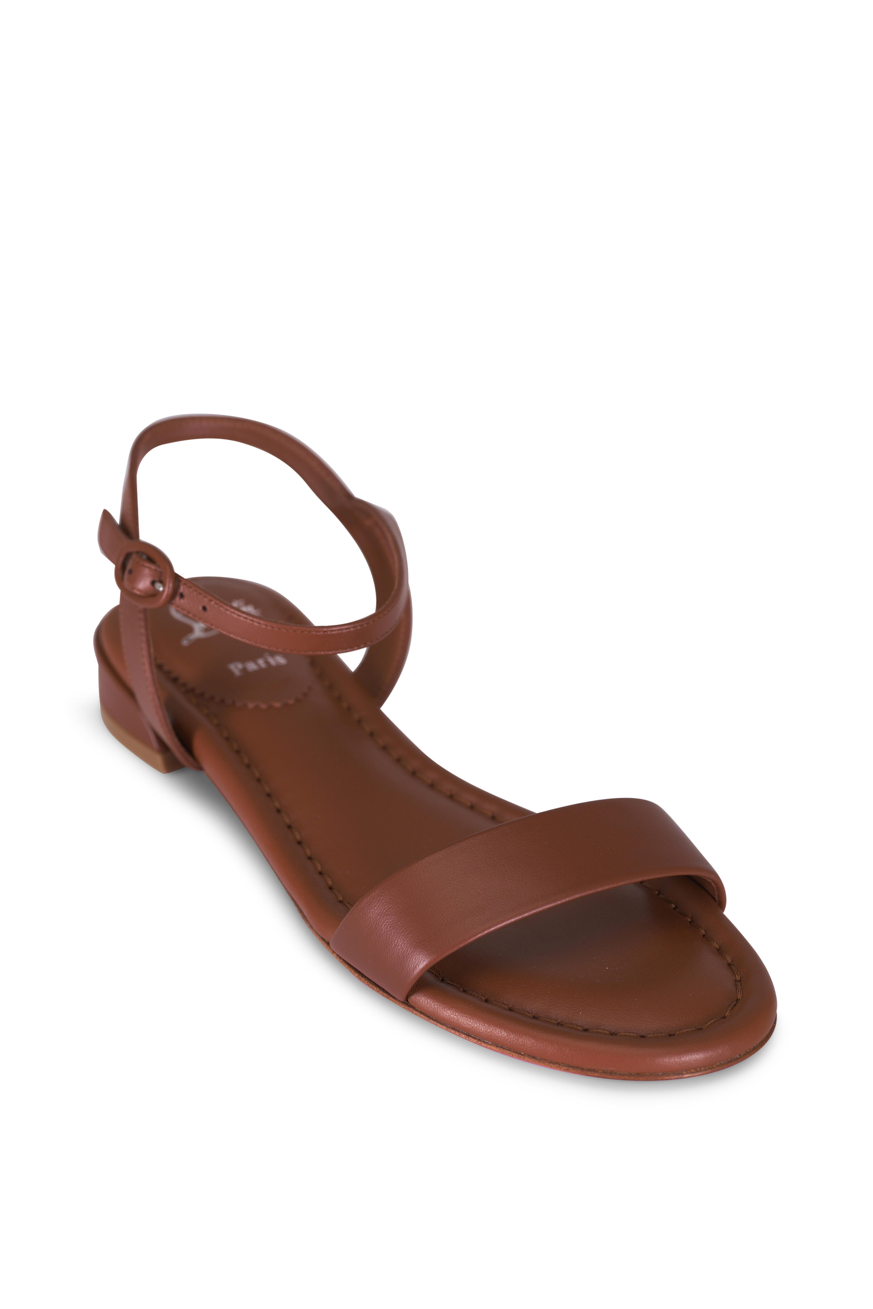 Christian Louboutin - Jane Brown Leather Flat Sandal