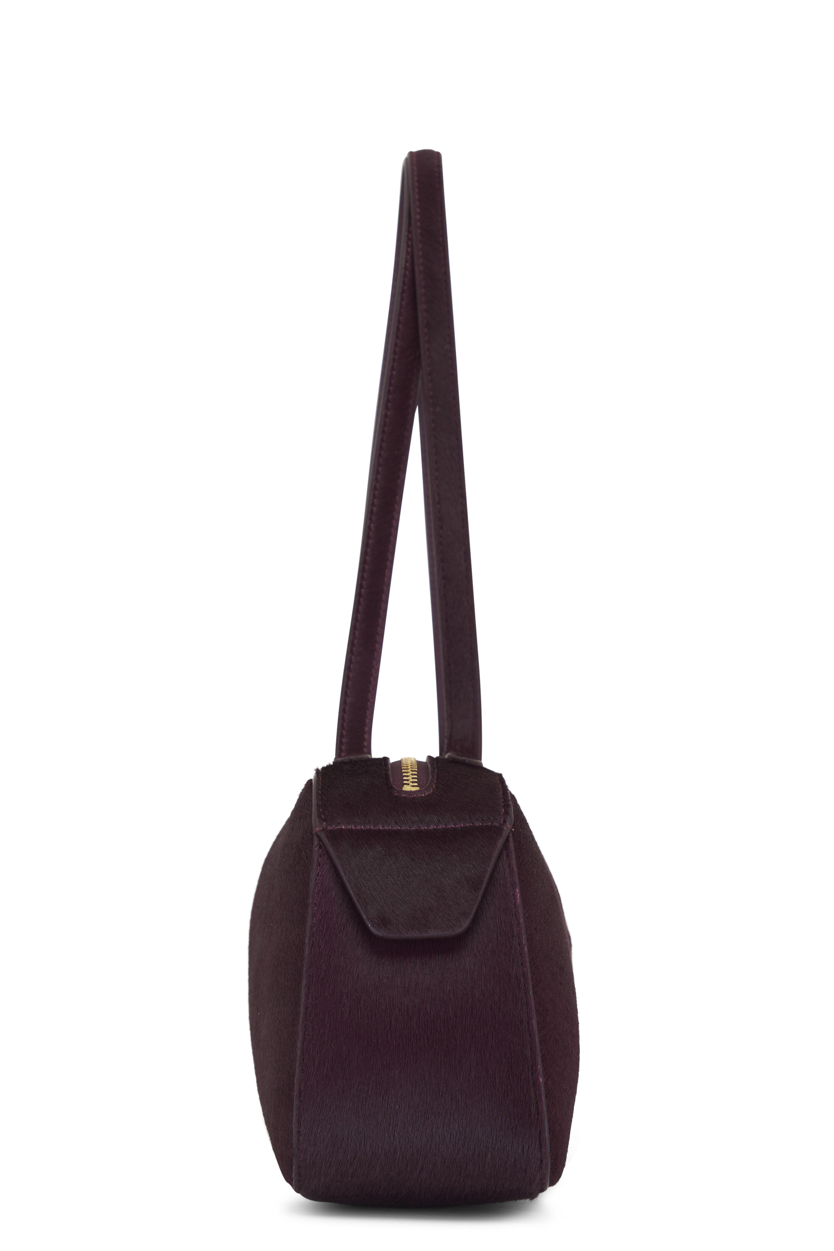 Khaite - Simona Eggplant Pony Hair Shoulder Bag