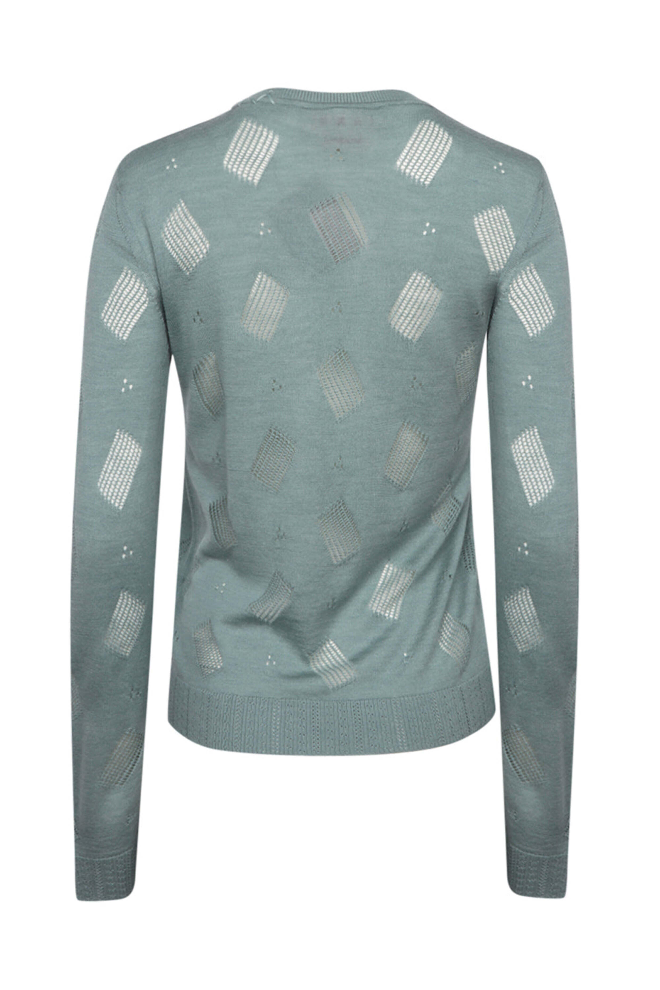 Marni - Gray Blue Crewneck Perforated Sweater