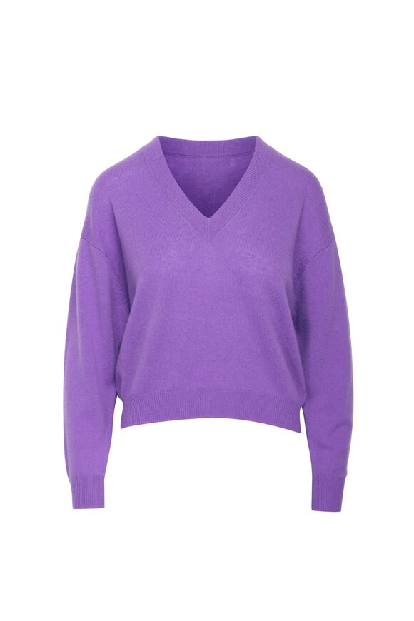 Crush Cashmere Malibu Fig V Neck Sweater