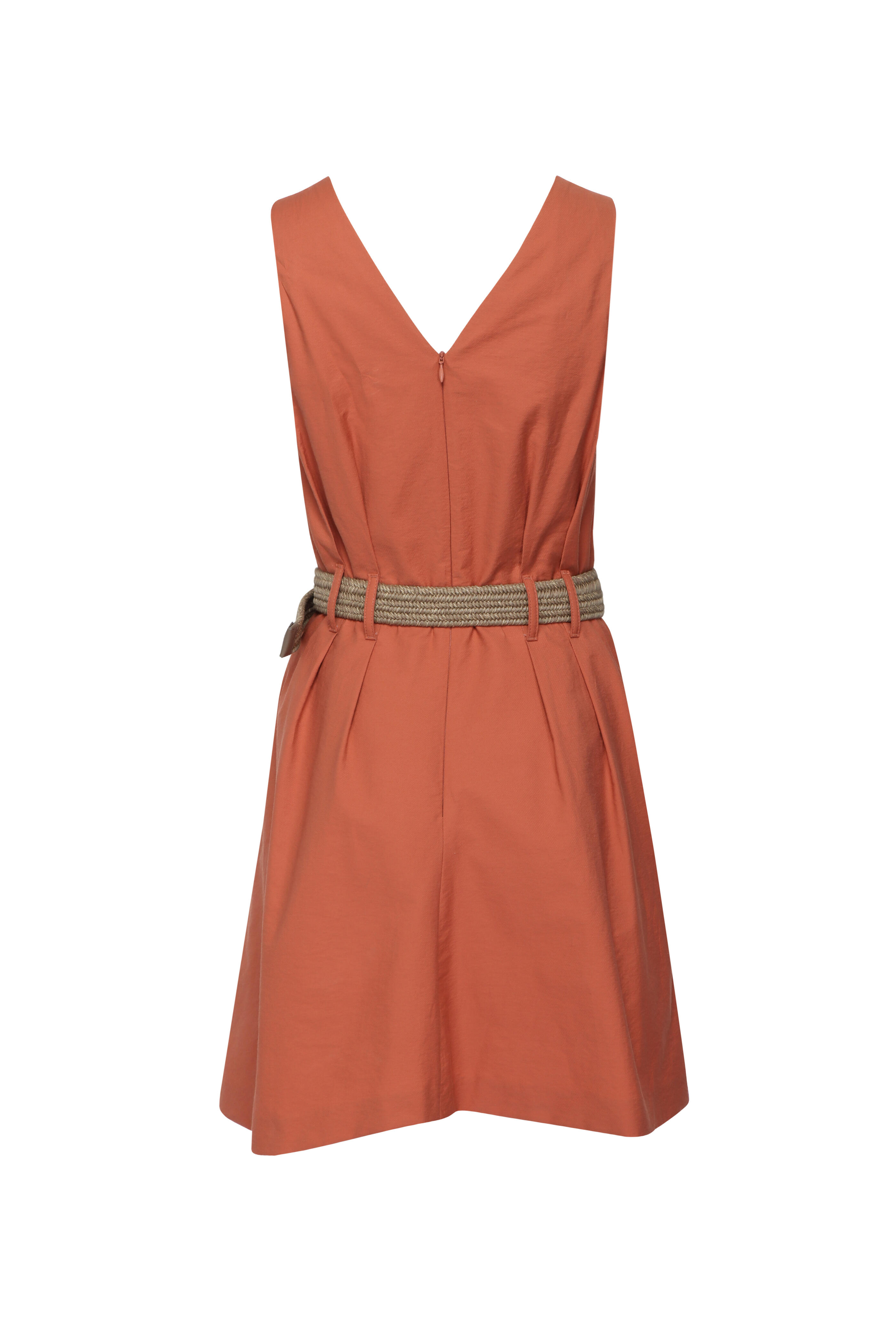 Brunello Cucinelli - Orange Crispy Diagonal Mini Dress