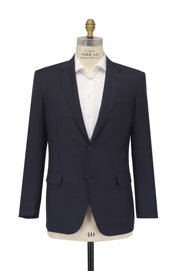 Canali Navy Tonal Plaid Wool 150's Suit - view 2