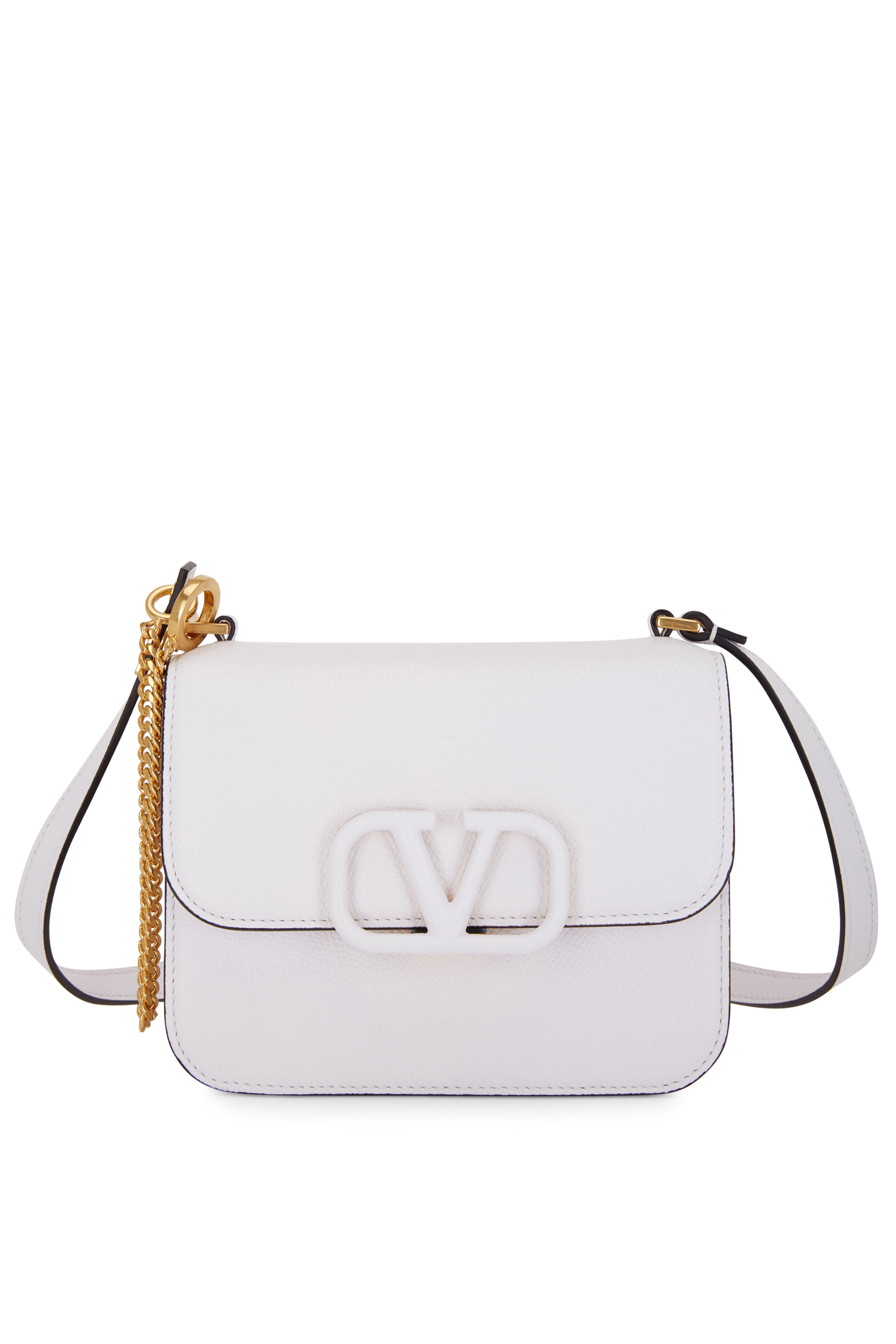 Regulering Efternavn Elskede Valentino Garavani - V-Sling White Grained Leather Small Shoulder Bag