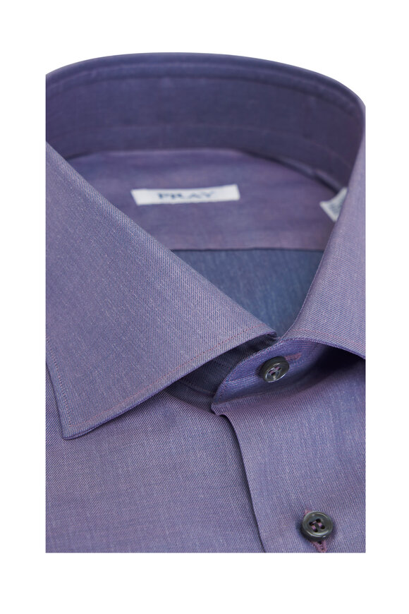 Fray - Solid Purple Cotton Dress Shirt