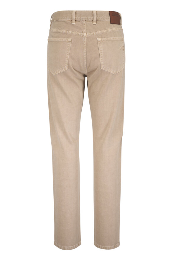 Zegna Light Taupe Pure Cotton Five Pocket Pant - view 2
