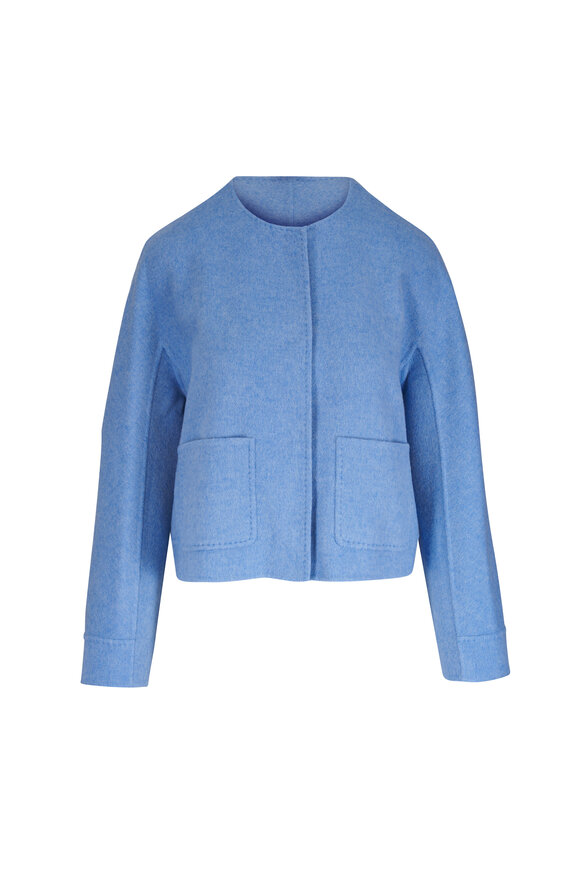 Lafayette 148 New York Coastal Blue Mélange Wool & Cashmere Short Jacket - view 1