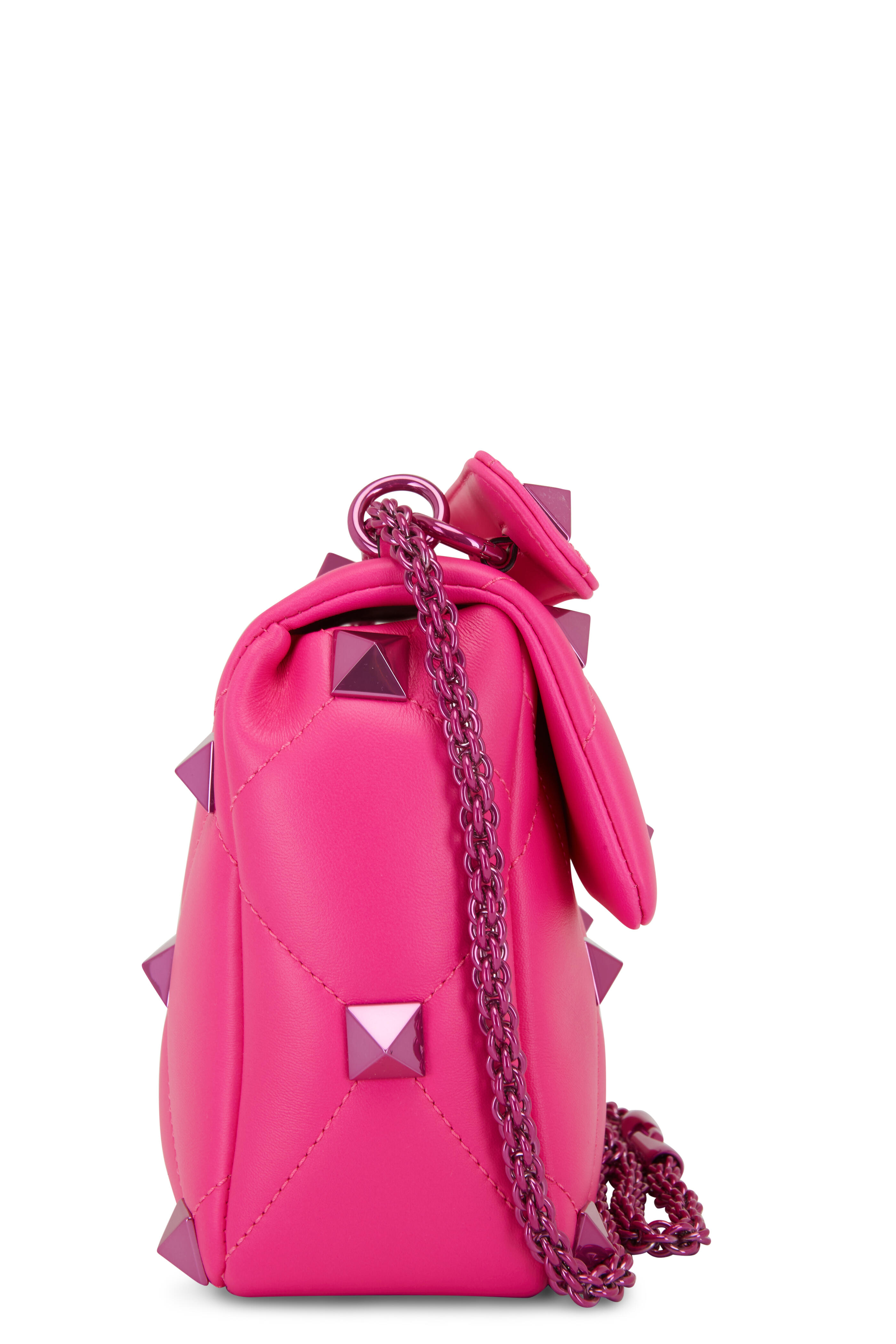Valentino Garavani Women's Hot Pink Roman Stud Large Shoulder Bag | by Mitchell Stores