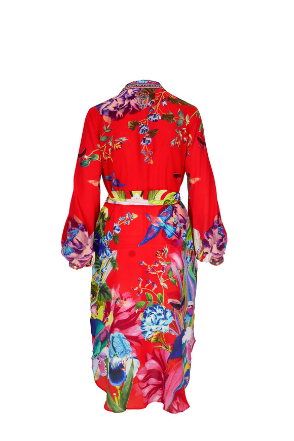 Camilla - Birds Of A Feather High-Low Midi Shirt Dress 