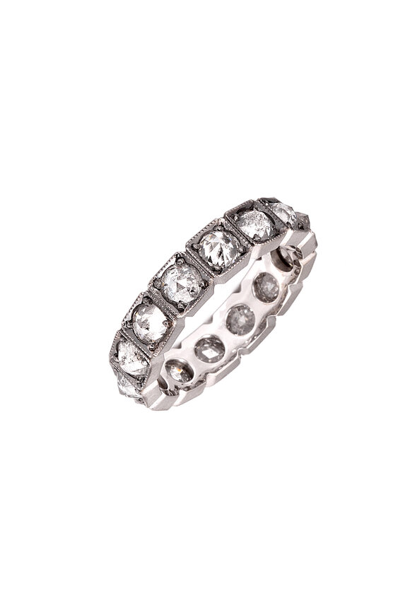 Sylva & Cie - 14K White Gold Gray Diamond Band