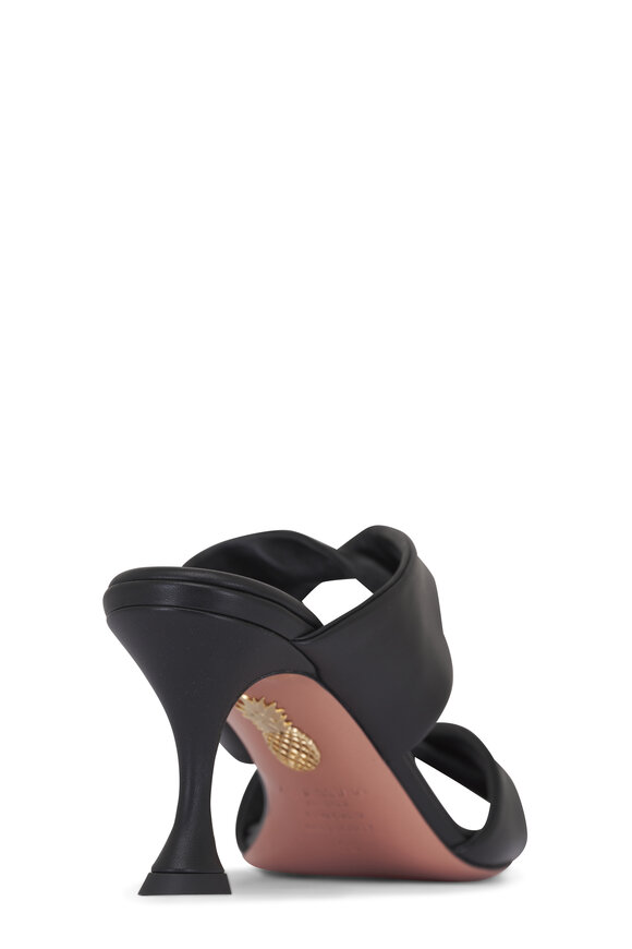 Aquazzura Twist Black Leather Sandal, 75mm - view 5