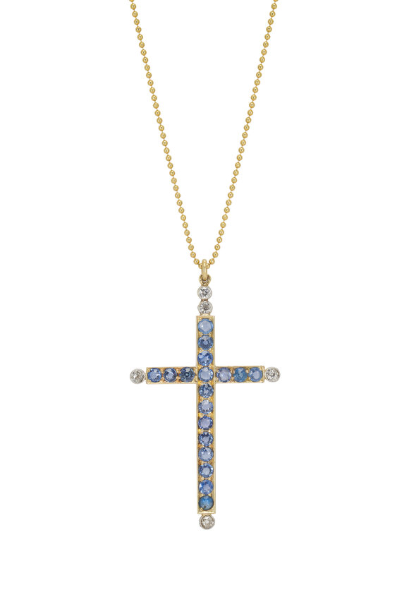 Renee Lewis - Sapphire & Diamond Cross Necklace