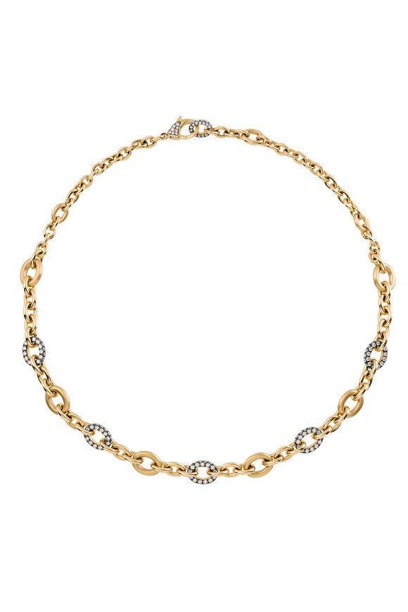 Mariani 18k Yellow Gold Rolo Link Diamond Necklace
