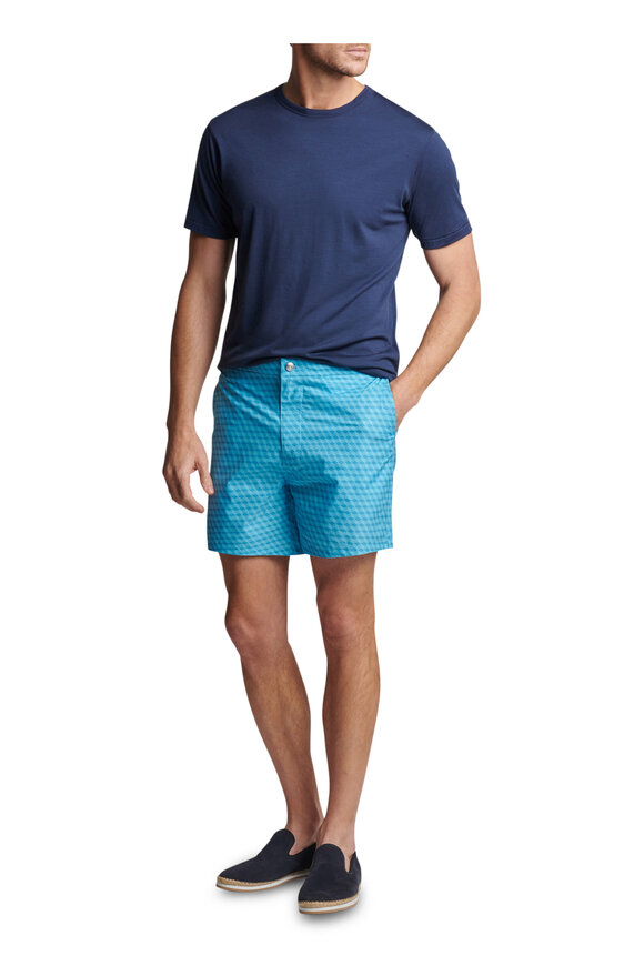 Peter Millar - Marina Blue Chiavari Cube Print Swim Trunks