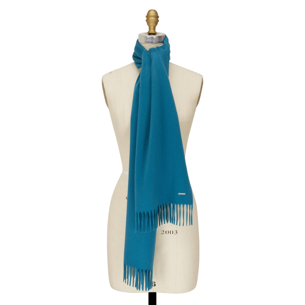 Loro Piana Turquoise Double-Faced Cashmere Scarf