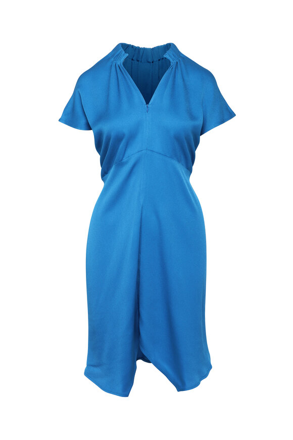 Zero + Maria Cornejo Stella Turquoise Ruched Eco Drape Dress