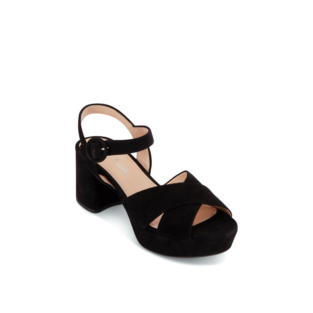プラダ　PRADA ミュール　スタッズ　ブラック　BLACK PRADA Prada - Black Crystal Mule, 40mm | Mitchell Stores