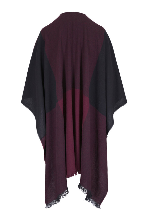 Akris Burgundy & Black Cashmere Cape Scarf - view 2