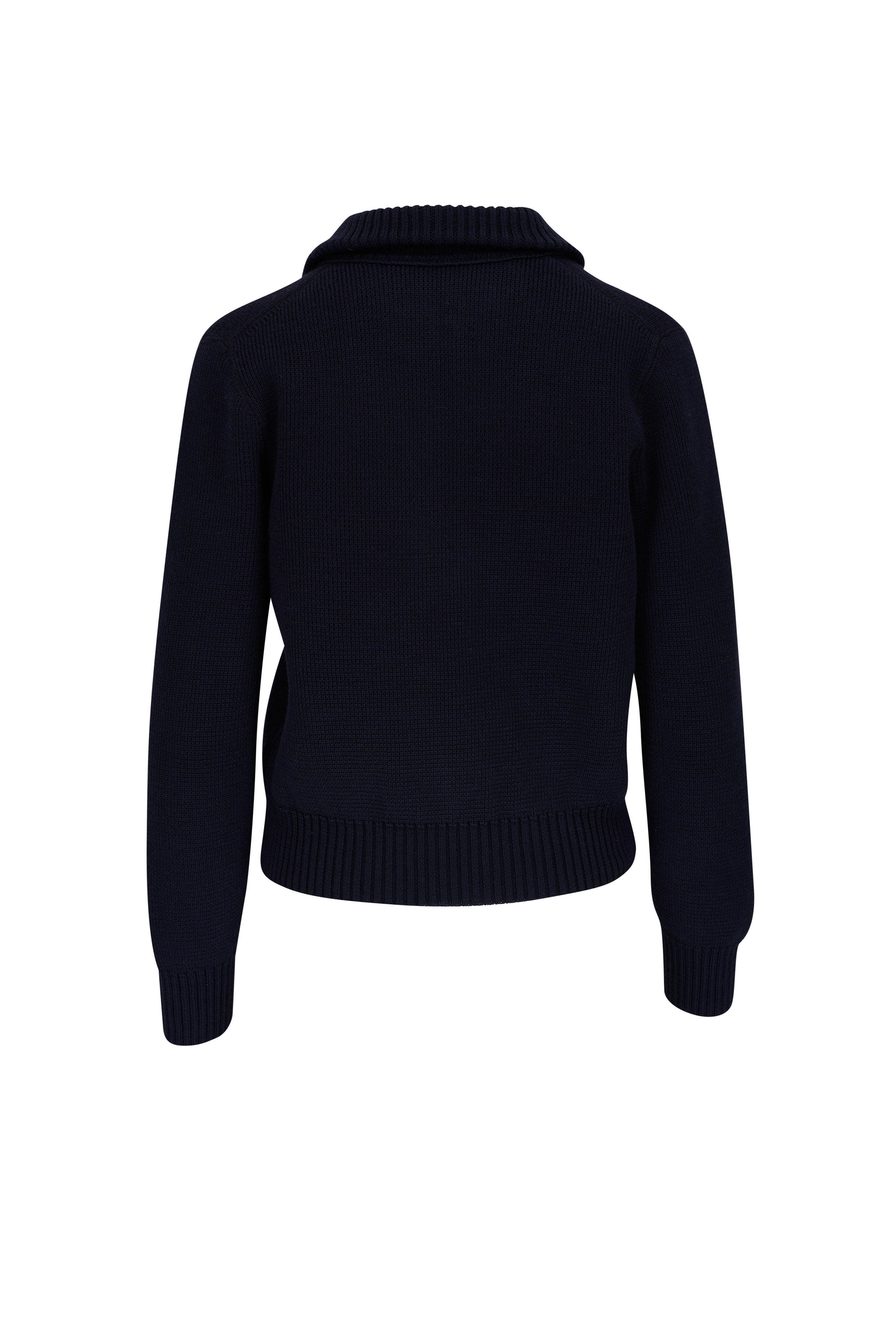 r*i様 abyssea Solid wool zip taylor Bottega Veneta - Abyss Blue Wool Quarter-Zip Sweater