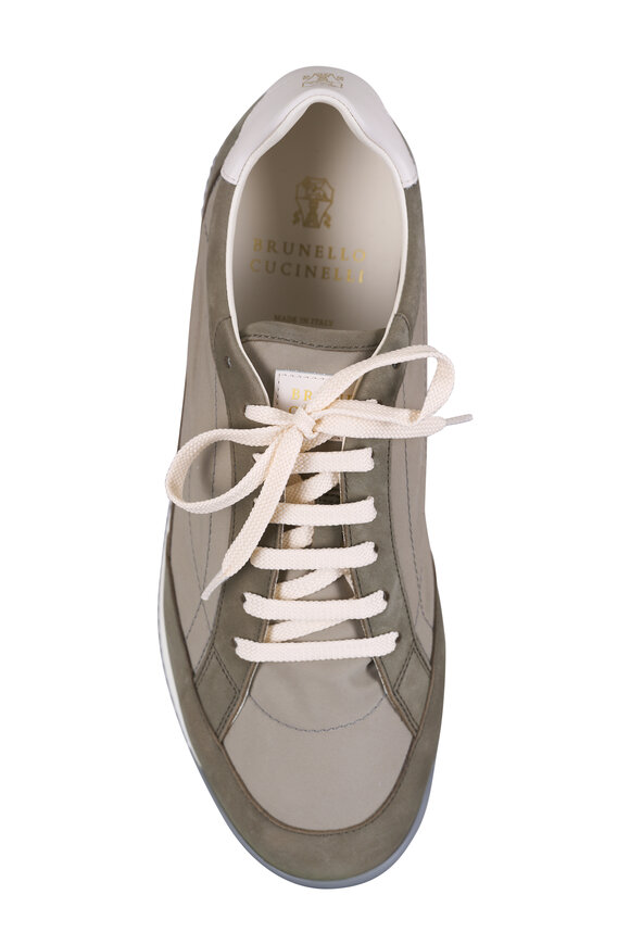 Brunello Cucinelli Army Green Nylon & Nubuck Sneaker - view 4