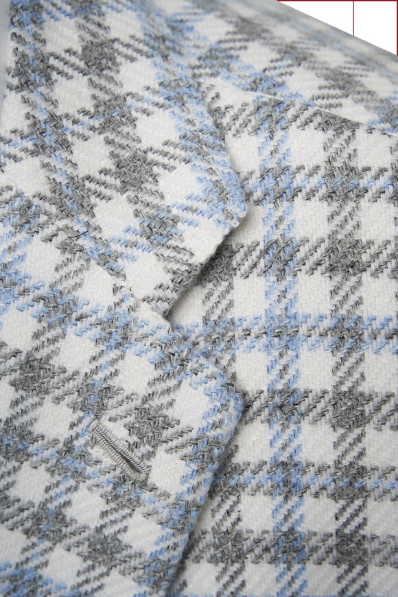 Kiton - Blue, Gray & White Check Sportcoat