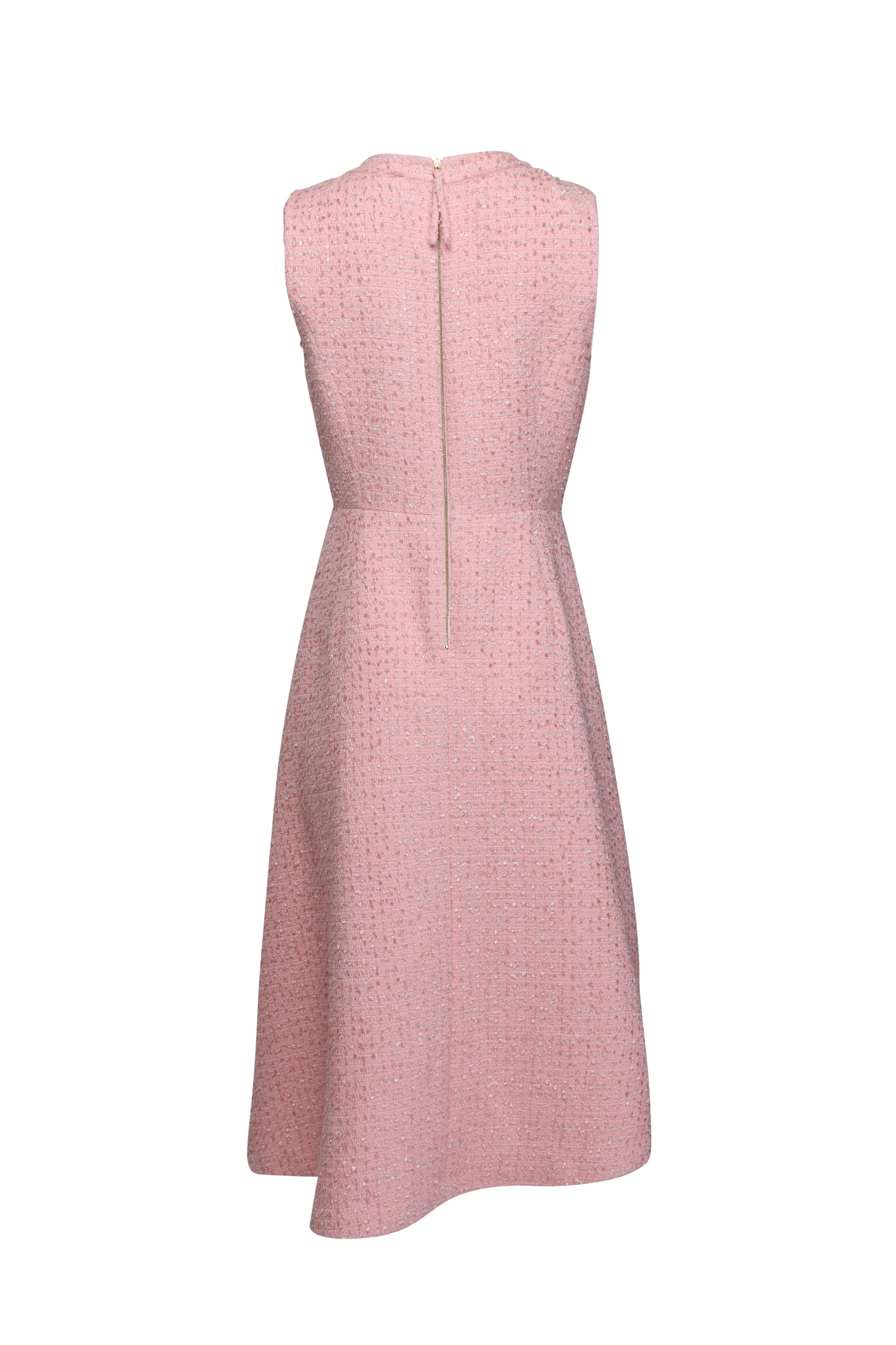 Carolina Herrera - Pink Tweed Sleeveless Aline Midi Dress