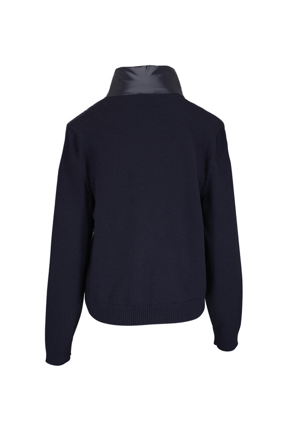 Moncler Navy Mixed Media Down Cardigan - view 2