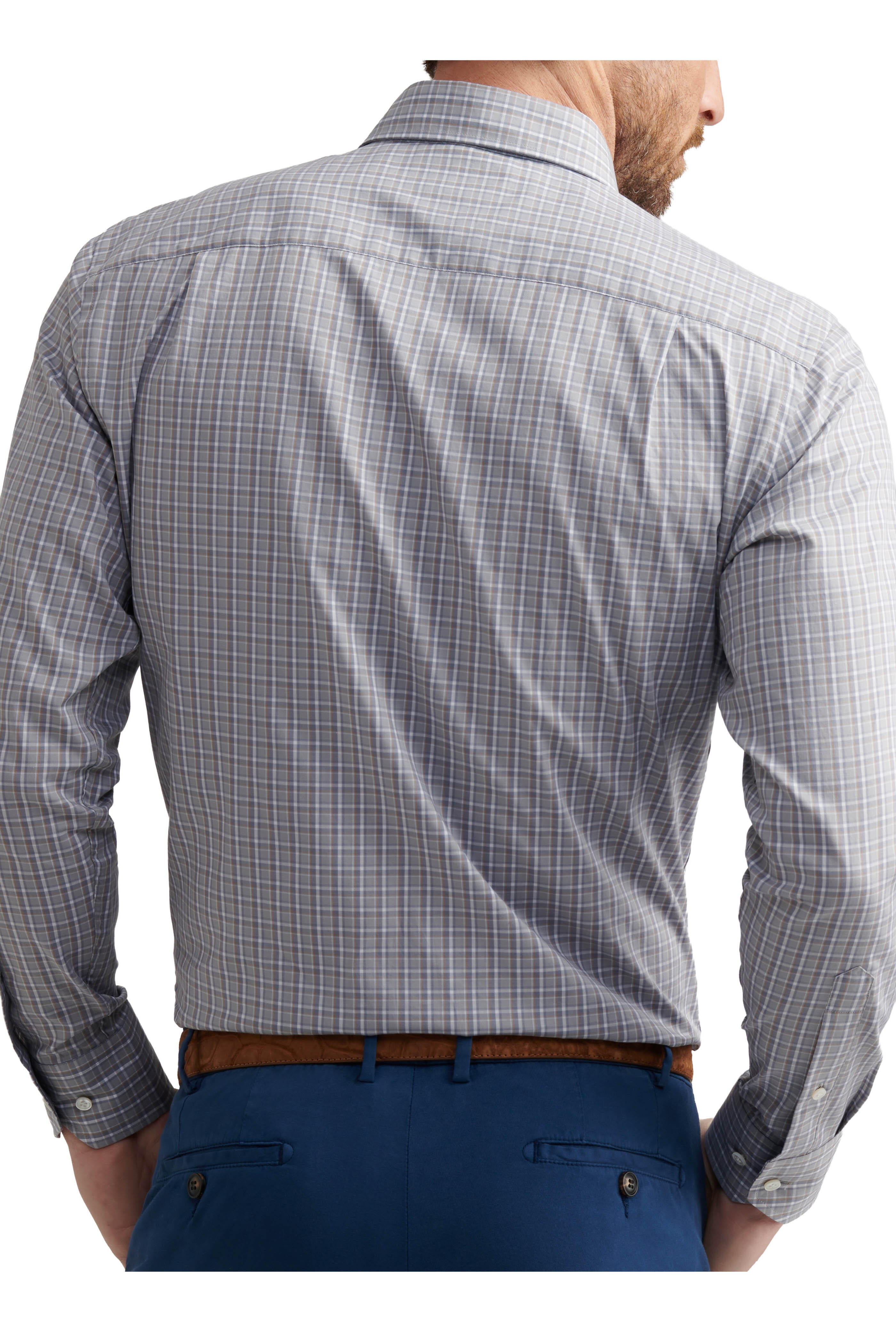 Peter Millar - Abetone Rain Cloud Gray Plaid Cotton Sport Shirt