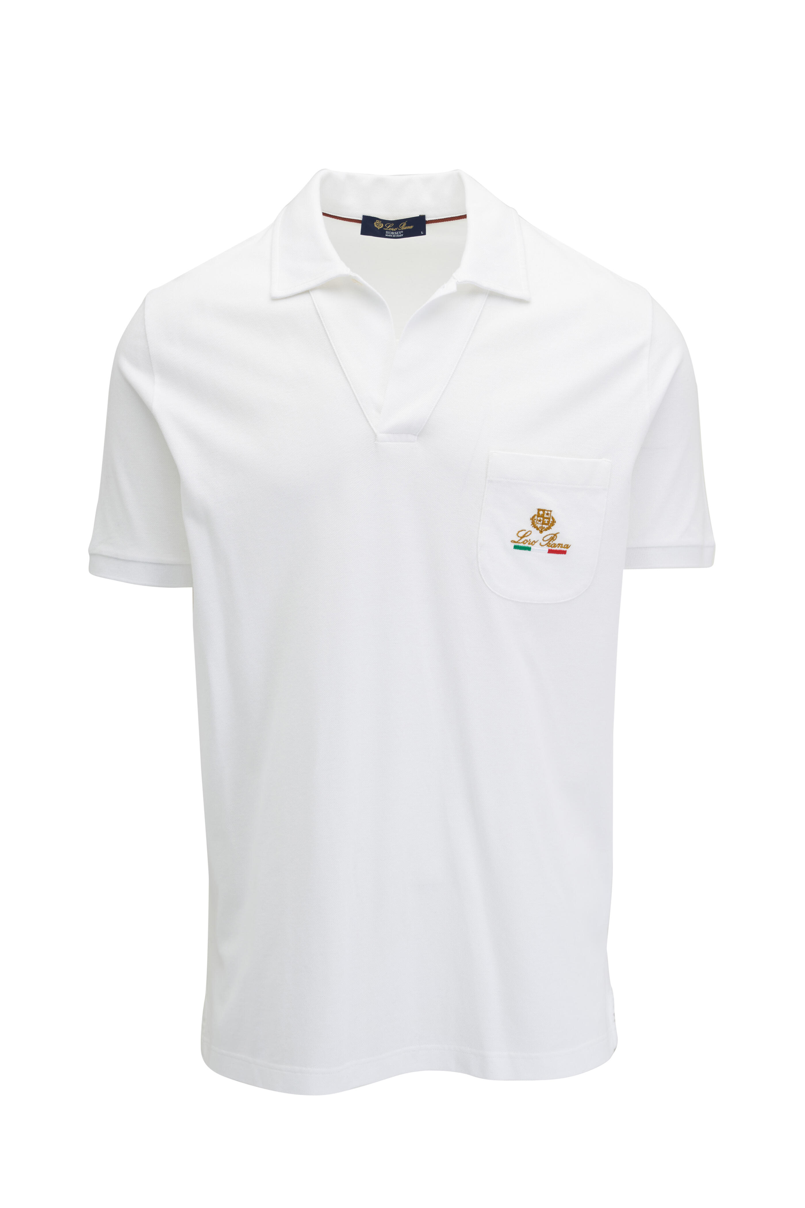 Loro Piana ロロピアーナ 半袖ポロシャツ レディースOU041701 Loro Piana - White Cotton Short Sleeve Polo | Mitchell Stores