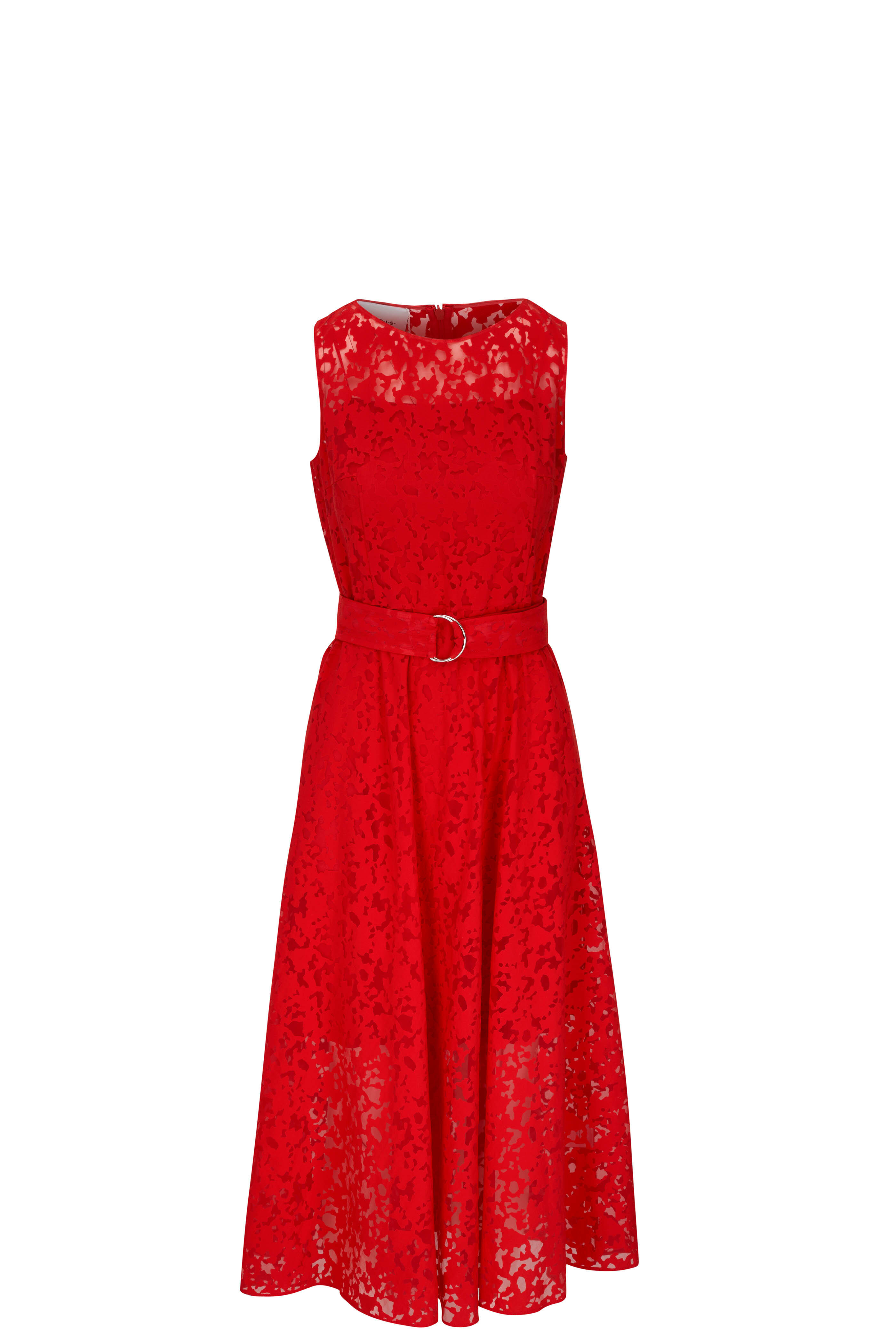 Akris Punto - Red Kaleidoscope Organza Midi Dress