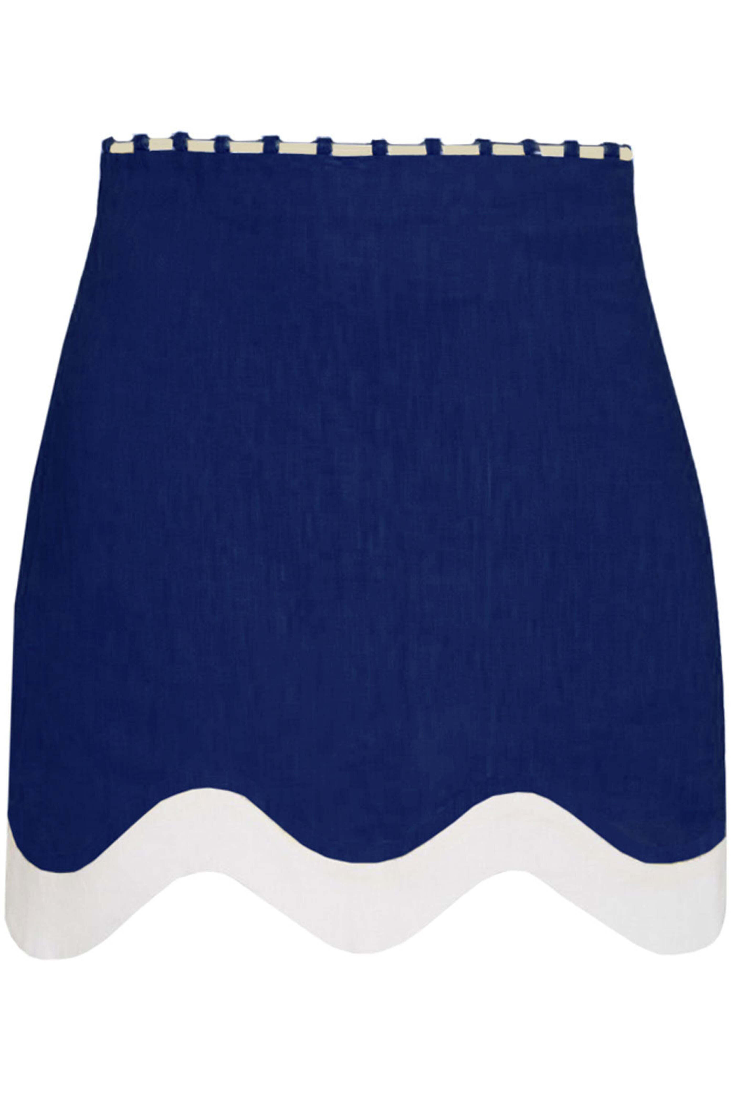 Staud - Navy and White Arianna Mini Skirt