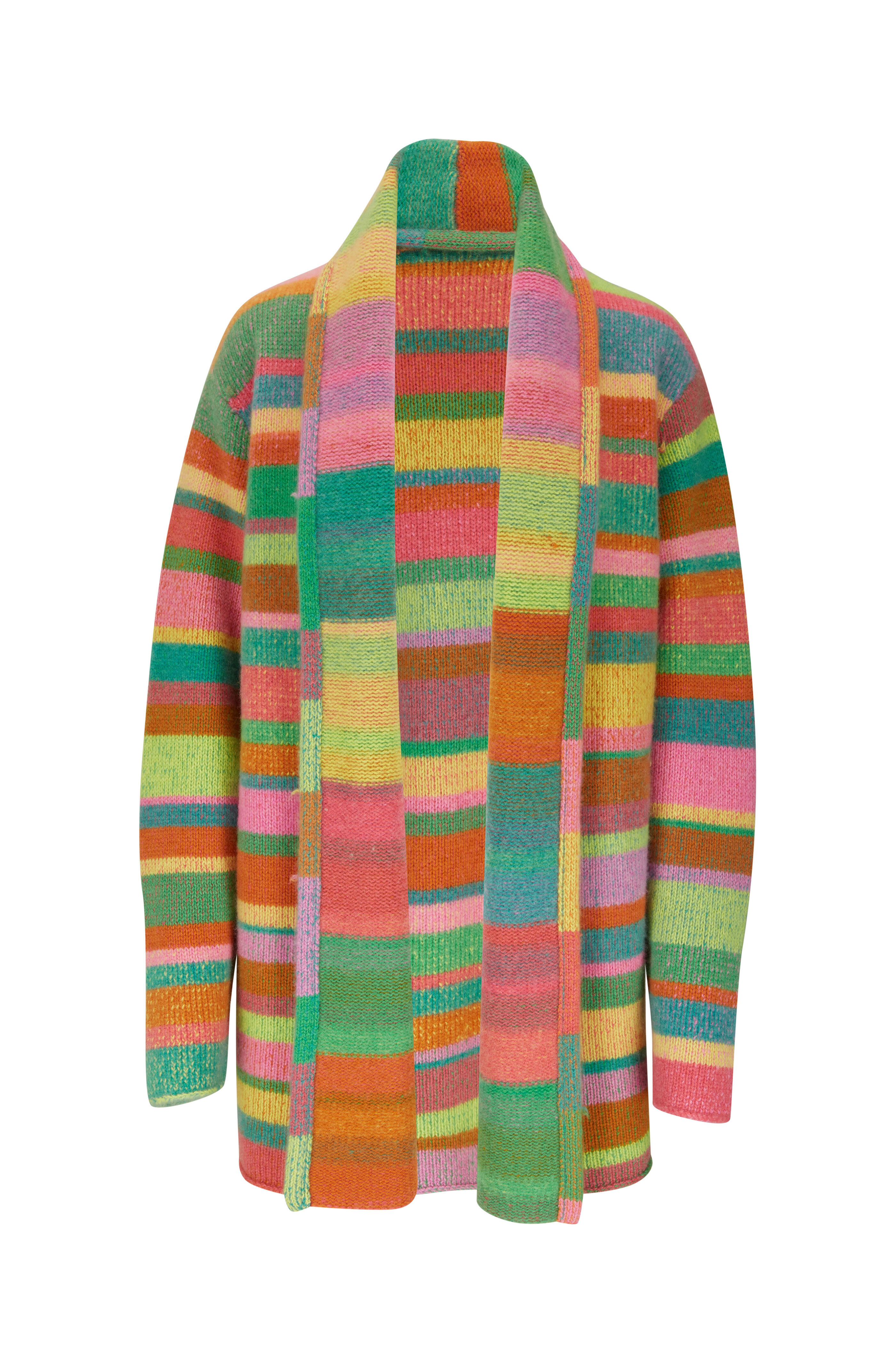 The Elder Statesman - Green & Yellow Multi Stripe Cardigan