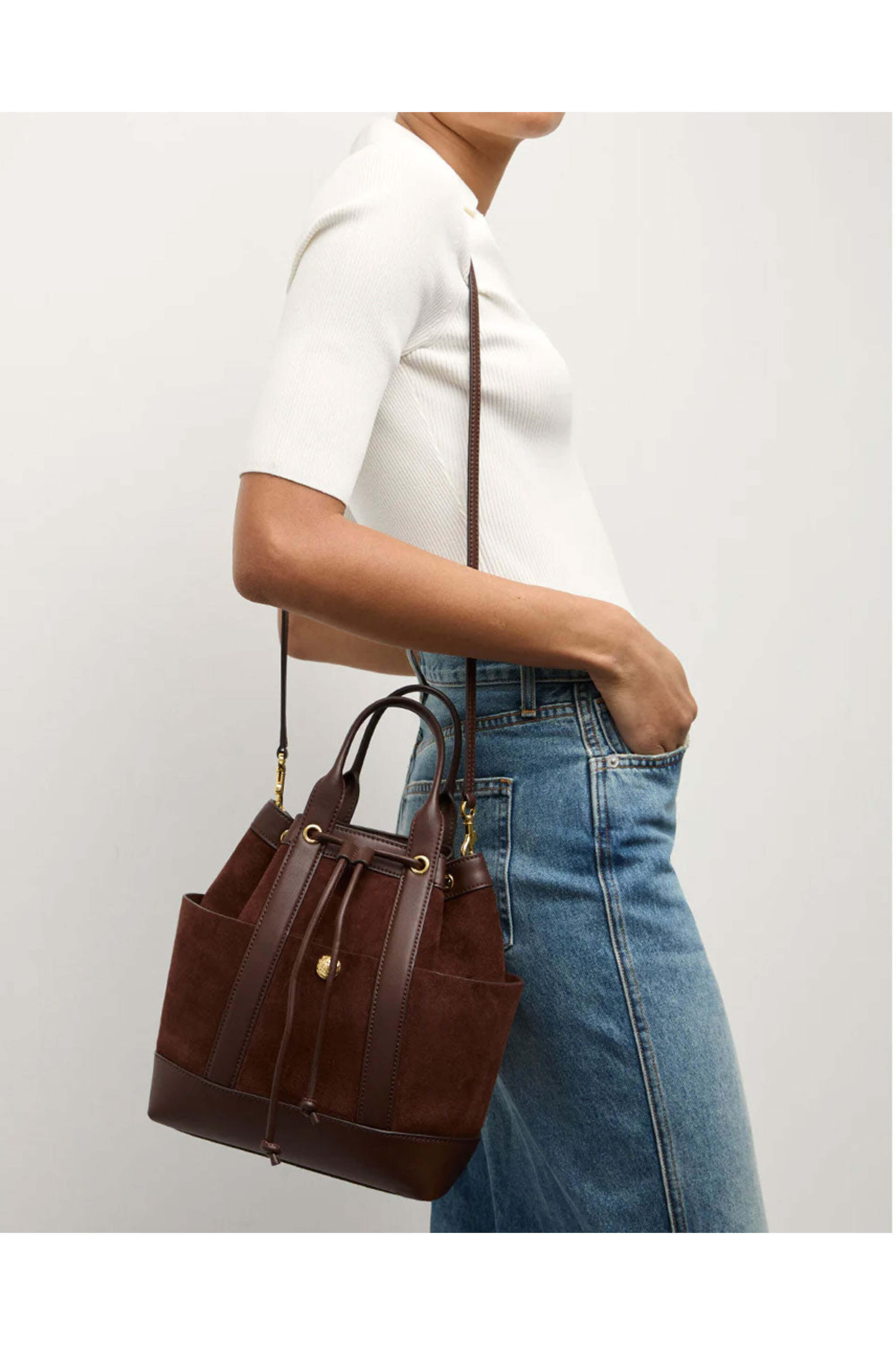 Veronica Beard - Goody Drawstring Bag in Chesnut
