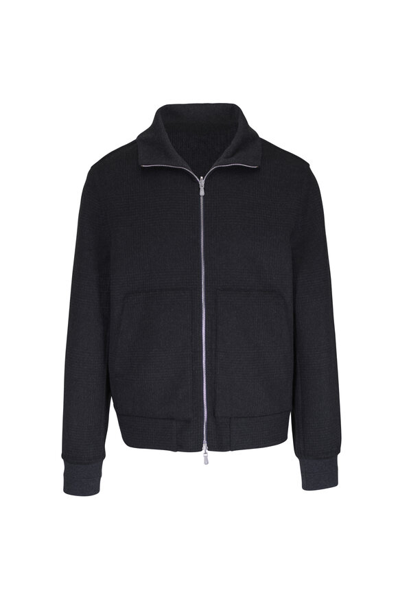 Brunello Cucinelli Charcoal Plaid Double Face Reversible Jacket - view 1