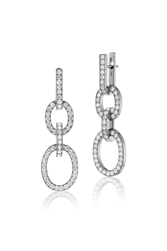 Nam Cho 18k White Gold Diamond Oval Link Earrings - view 1