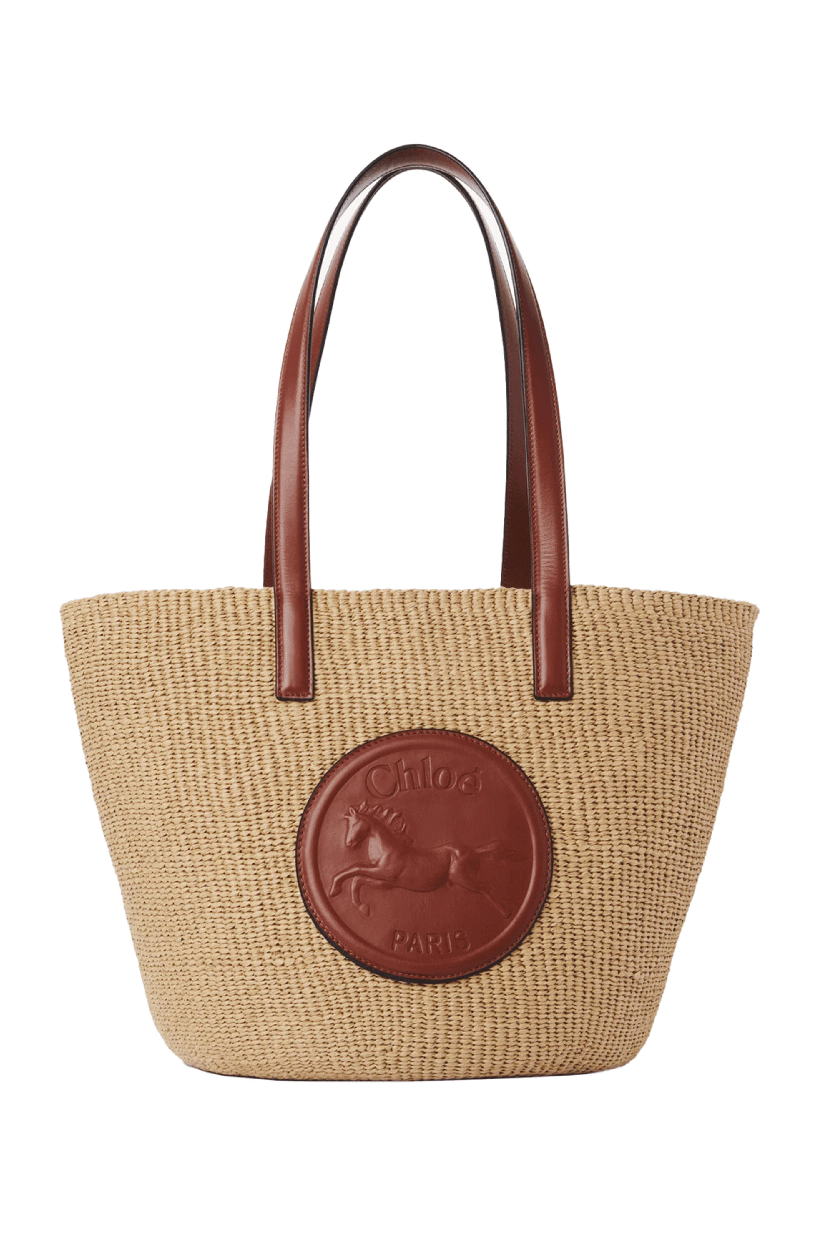 Chloé - Large Horse Medal Basket Tote in Sepia Brown