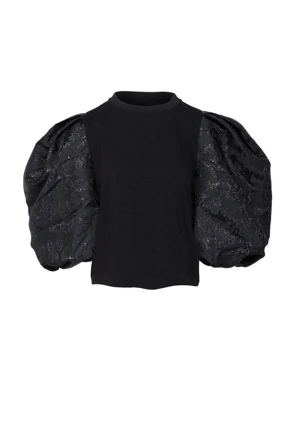 Essentiel Antwerp Imortal Black Jacquard Sleeve T-Shirt