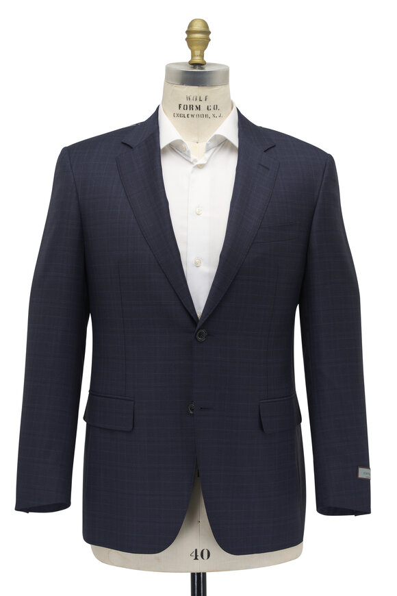 Canali - Navy Plaid Wool Suit