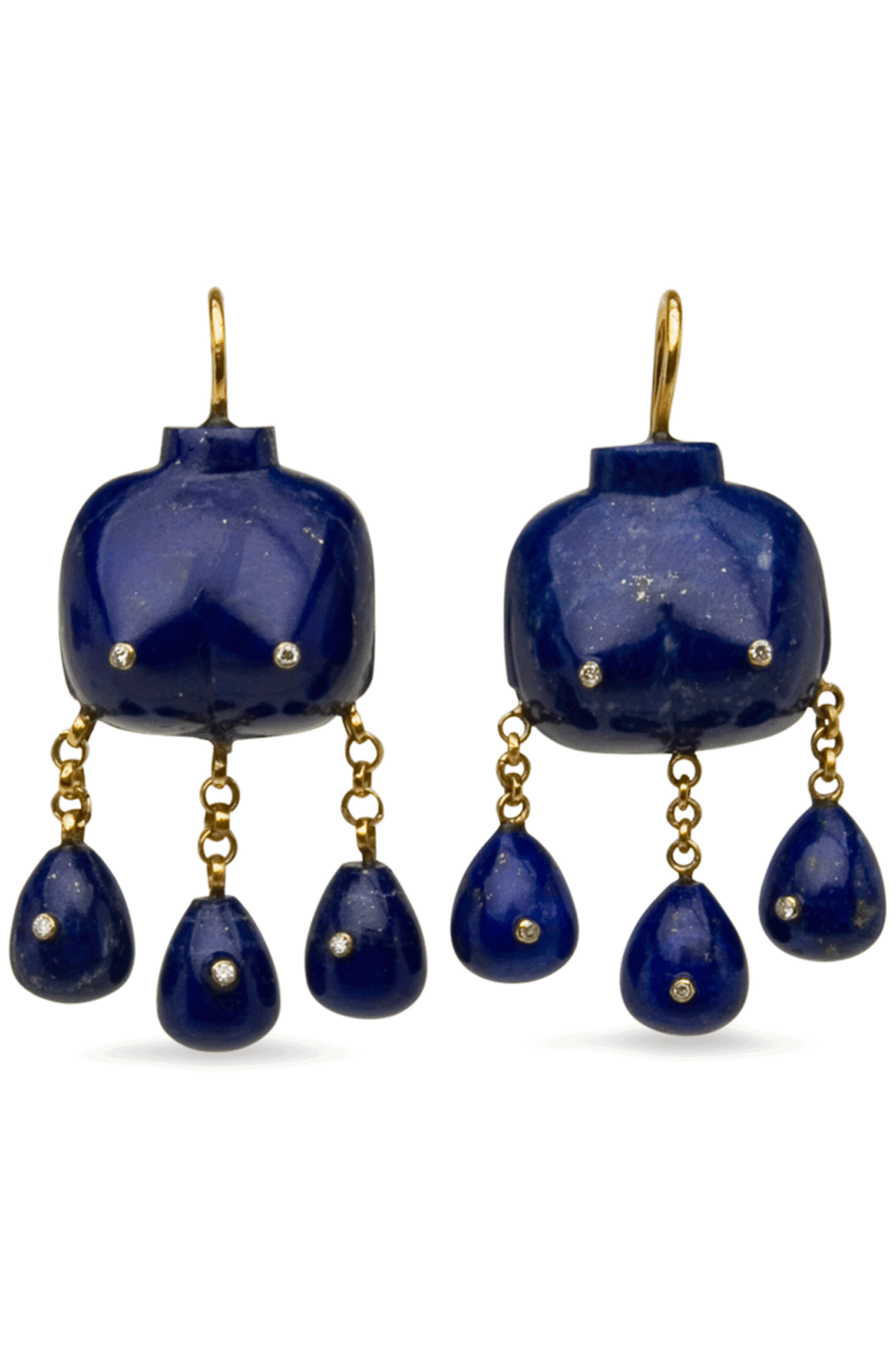 Carla Rockmore Designs - 18k Yellow Gold Lapis Victorian Goddess Earrings