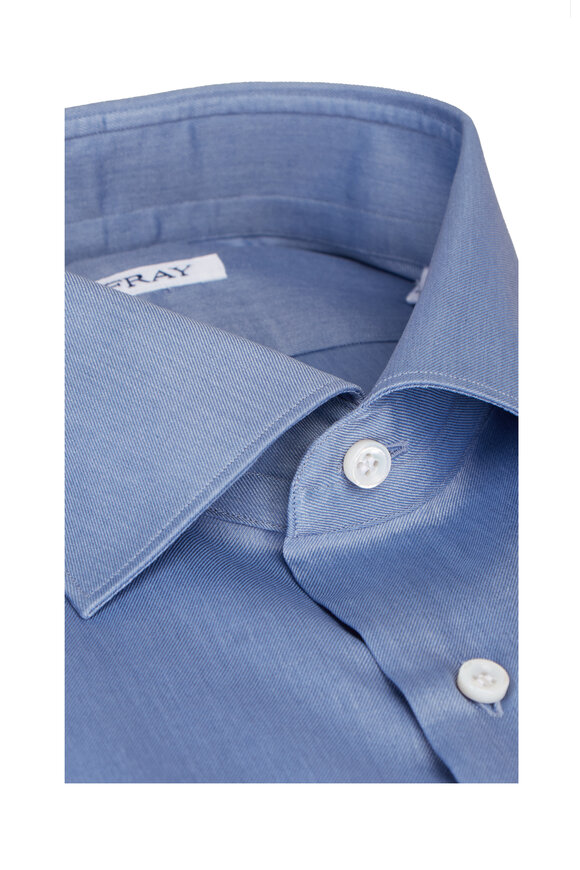 Fray Blue Solid Cotton Sport Shirt - view 2