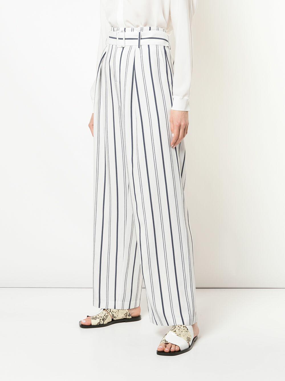 Vince - Off White Dobby Striped Belted Pant | Mitchell Stores