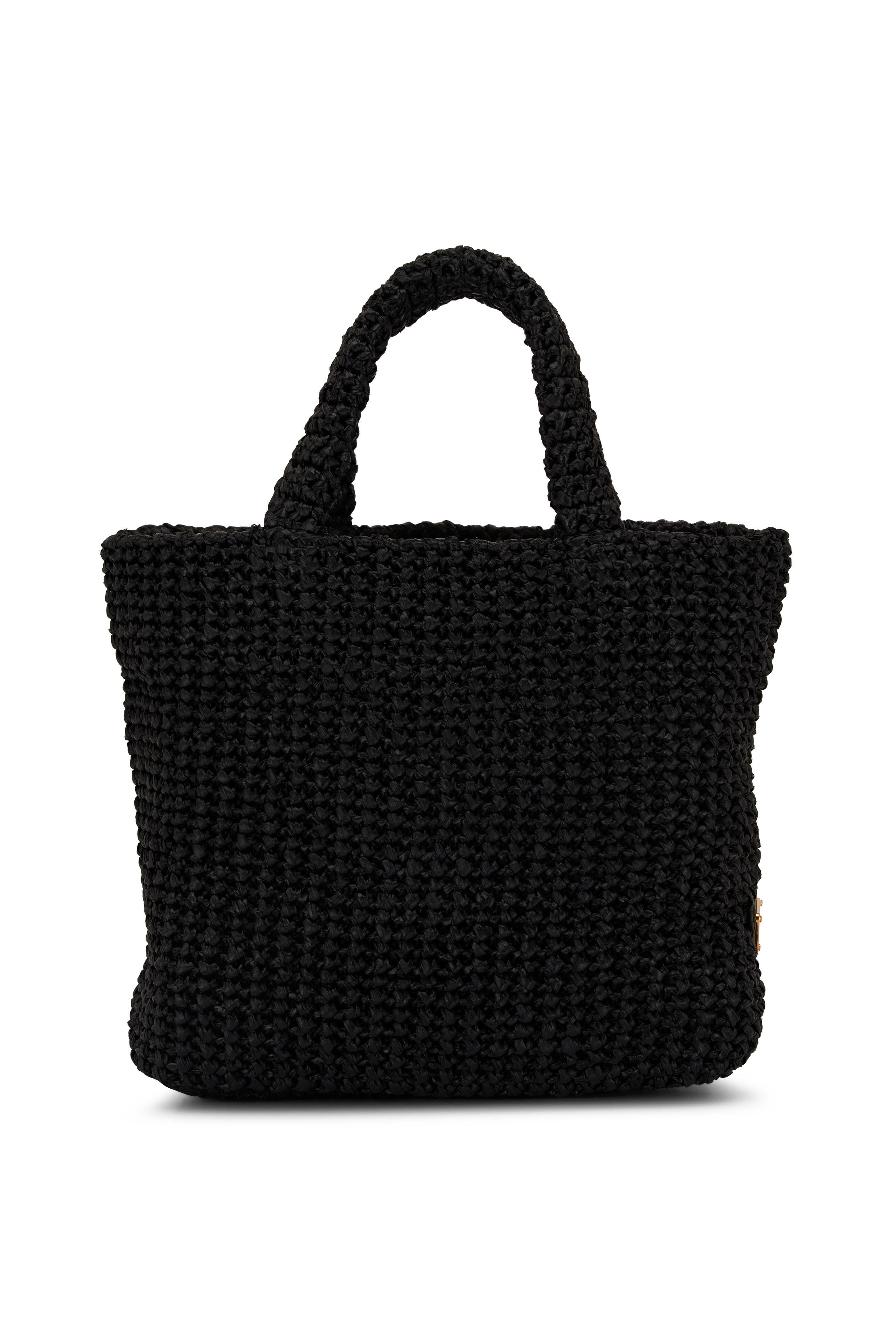 Prada - Small Black Raffia Crochet Tote Bag | Mitchell Stores