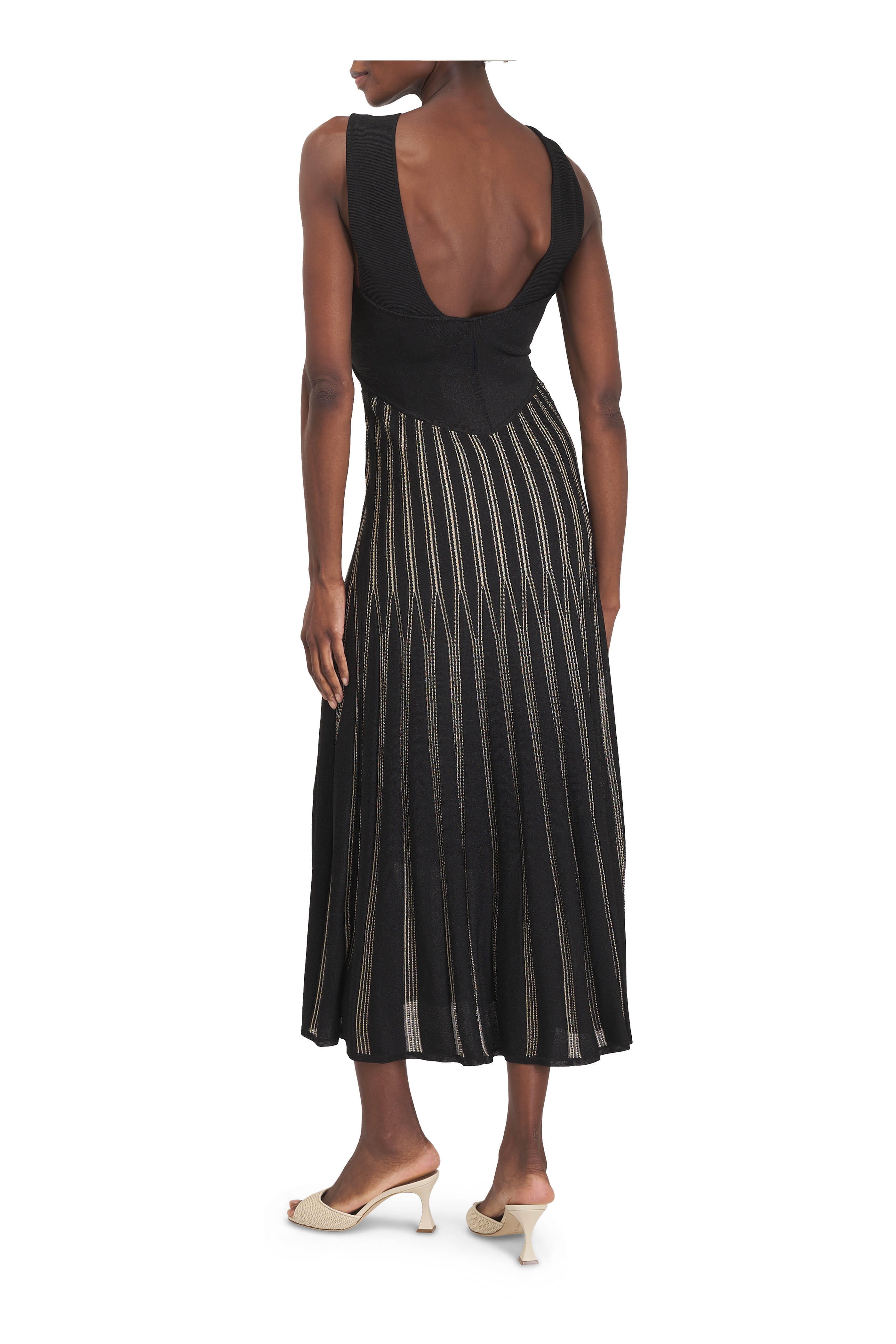 Zimmermann - Rebellion Black & Gold Stripe Halter Dress