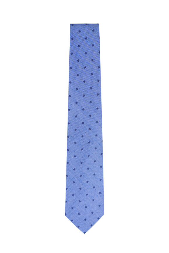 Kiton Light Blue Dot Print Necktie