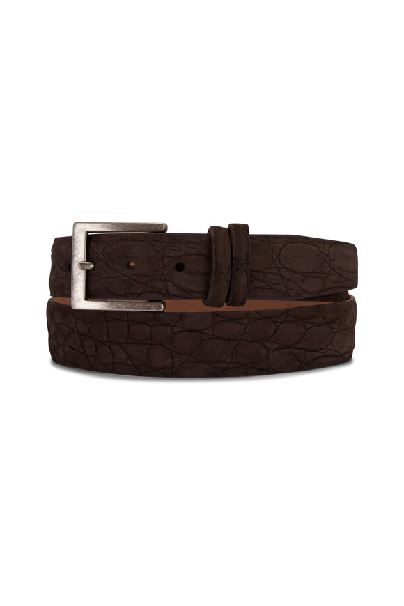 W Kleinberg - Chocolate Sueded Textured Belt 