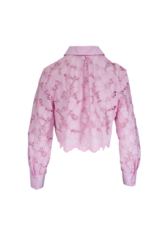 L'Agence - Seychelle Pale Cameo Pink Cropped Eyelet Blouse