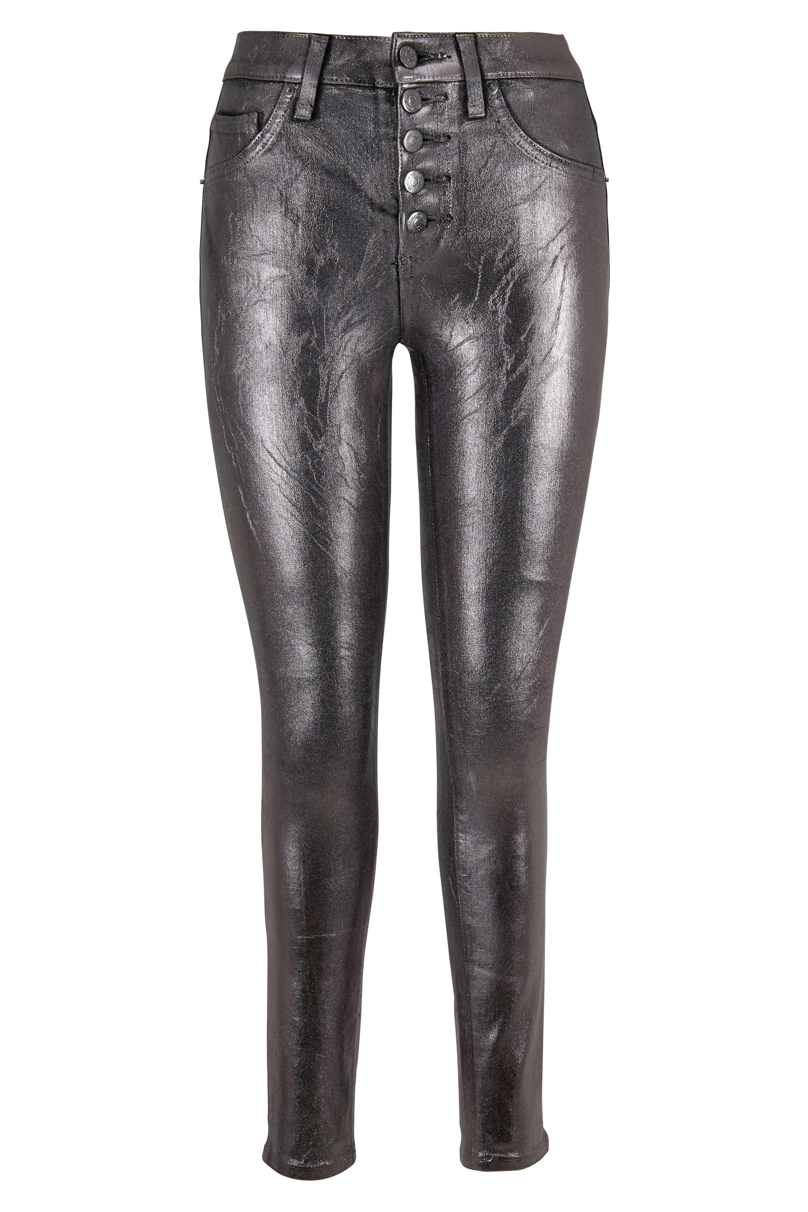 Veronica Beard - Debbie Gunmetal Coated High-Rise Skinny Jean