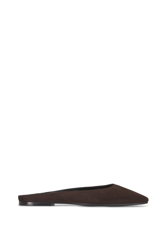 The Row June Lacquer Brown Suede Flat Mule - view 2