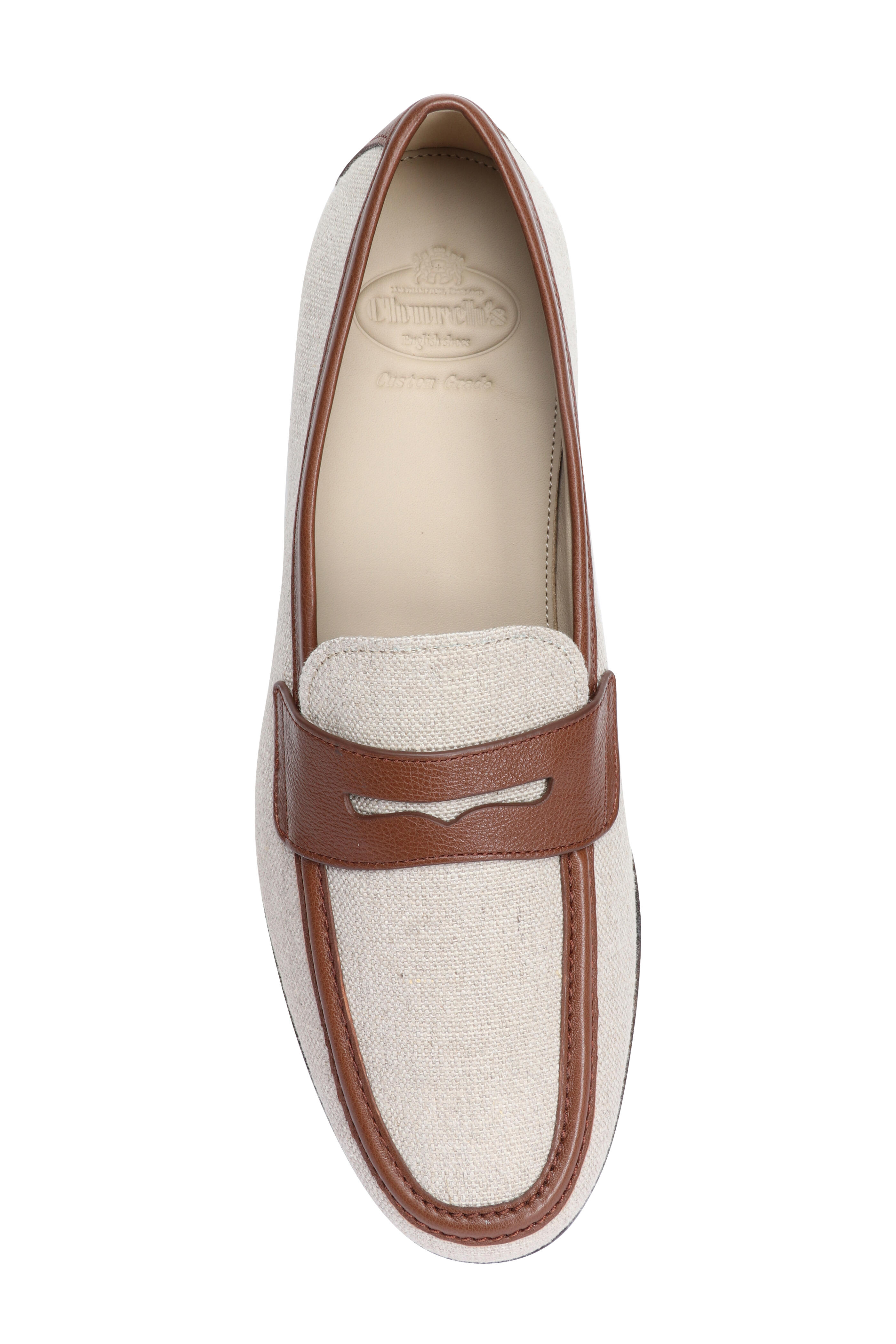 Church's - Maesteg Ecru & Walnut Linen Penny Loafer
