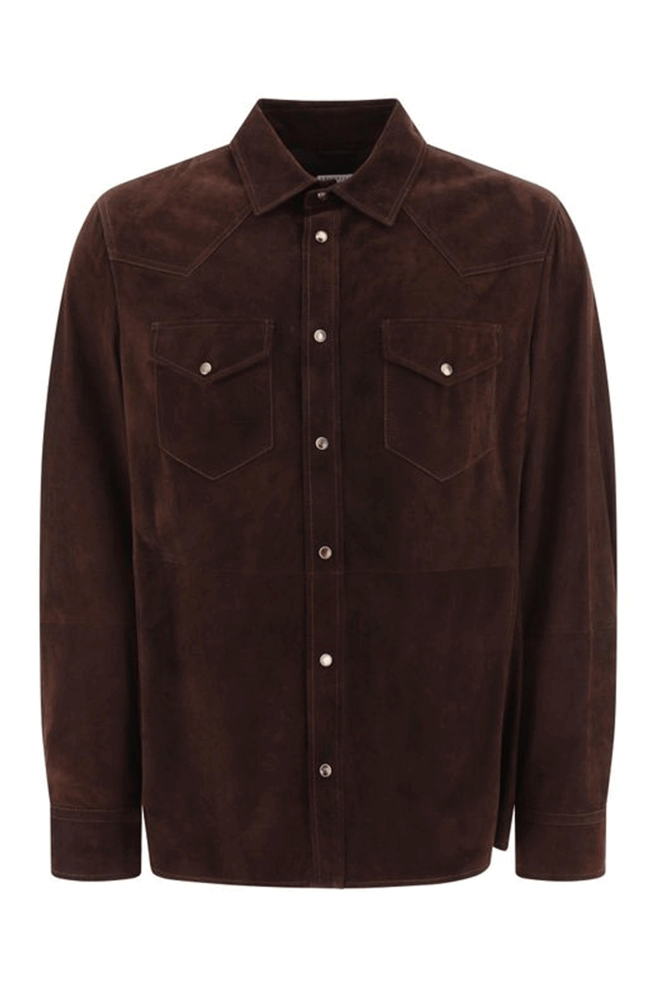 Brunello Cucinelli - Dark Brown Suede Western Shirt