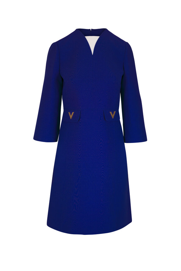Valentino Admiral Blue Crepe Couture Midi Dress